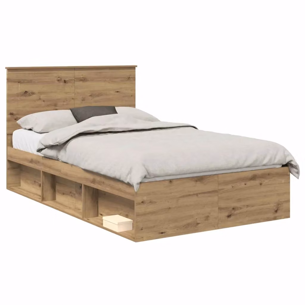 Struttura del letto moderna vidaXL in legno e MDF color marrone L/P/H: 120 x 200 cm – 2