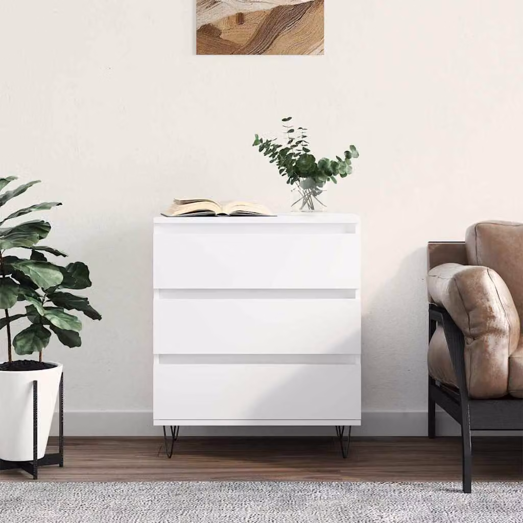 Credenza moderna vidaXL bianca da appendere in legno e metallo L 60 cm, P 35 cm, H 70 cm