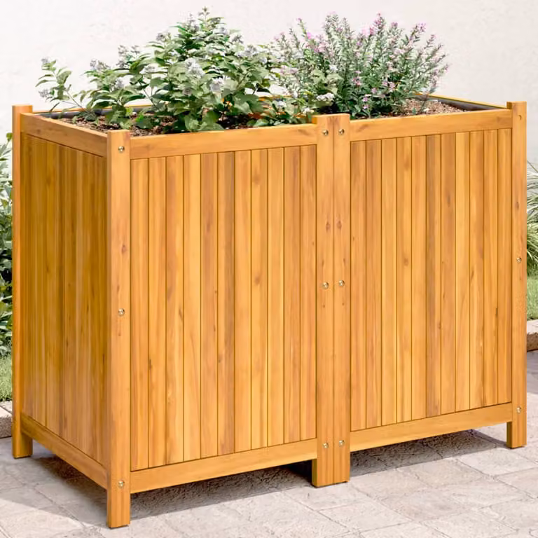 Fioriera da giardino vidaXL in legno di acacia massello, colore marrone, L: 100 cm, P: 50 cm, H: 75 cm