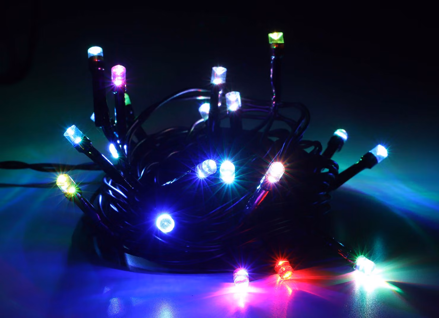 Catena luminosa a LED, 20 lampadine, cavo da 5 metri, cambio colore, multicolore