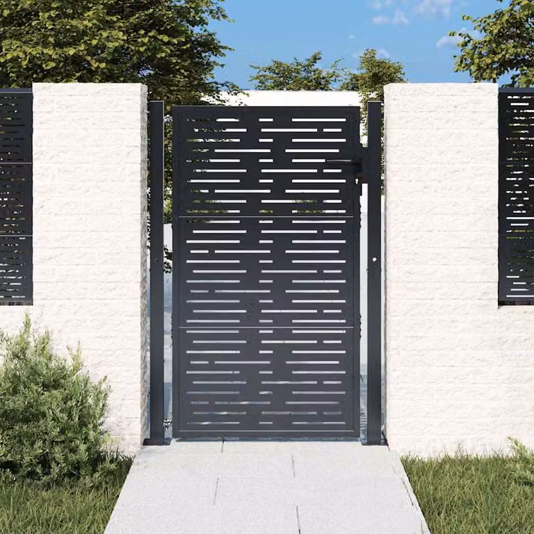 Cancello da giardino vidaXL in acciaio zincato antracite con design quadrato L: 105 cm, H: 130 cm