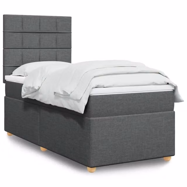 Letto Hybrid vidaXL con Materasso a Molle Grigio e Bianco, L/P/H: 90 x 190 x 20 cm