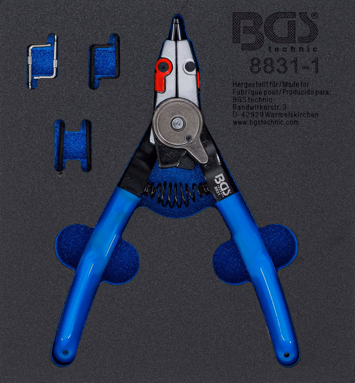 BGS Pinze per anelli elastici esterni/interni, punte intercambiabili 180 mm - 8831-1