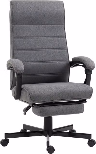 Sedia da Ufficio Ergonomica Zephmum Grigia con Poggiapiedi Retrattile e Braccioli L: 68 cm, P: 67 cm, H: 106-114 cm