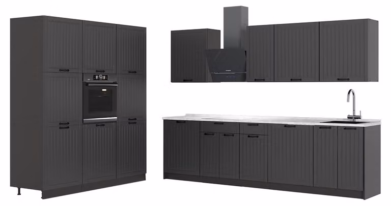Cucina componibile Vicco Fame-Line Grigio scuro/Antracite 460 cm, PL Marmo, Model 63761