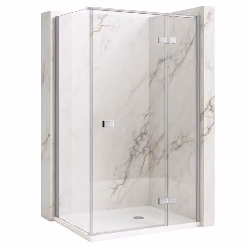 Rea - Cabina Doccia Atlas, Cromo Destra 80X100, D'Angolo Senza Piatto Doccia, Vetro Di Sicurezza Temperato Trasparente 6mm, Inclinabile, 80 X 100 X 200 cm