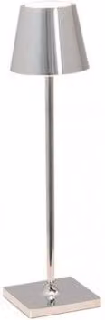 Lampada da tavolo LED Poldina Pro Micro Zafferano Cromo Lucido ricaricabile e dimmerabile