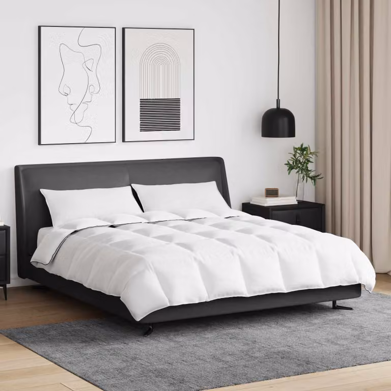 Set di piumino invernale vidaXL con 3 cuscini in piuma d'anatra e cotone, Bianco, L 200 x P 220 cm