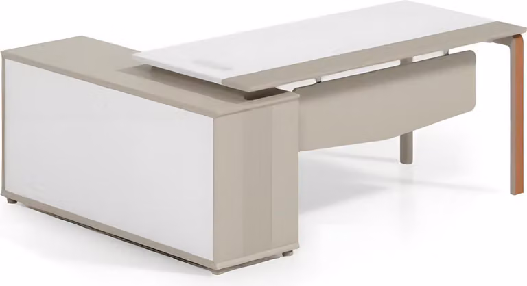 Exklusiver Eckschreibtisch Luxus Holz Bürotisch Designer Tisch Weiß Tische