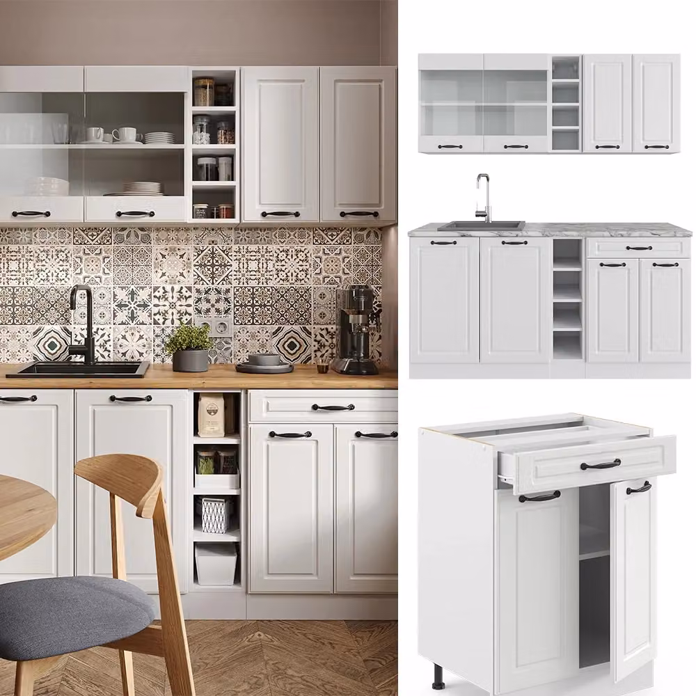 Cucina completa R-Line Vicco Bianco rustico, L: 160 cm, P: 60 cm, H: 81,6 cm – 2
