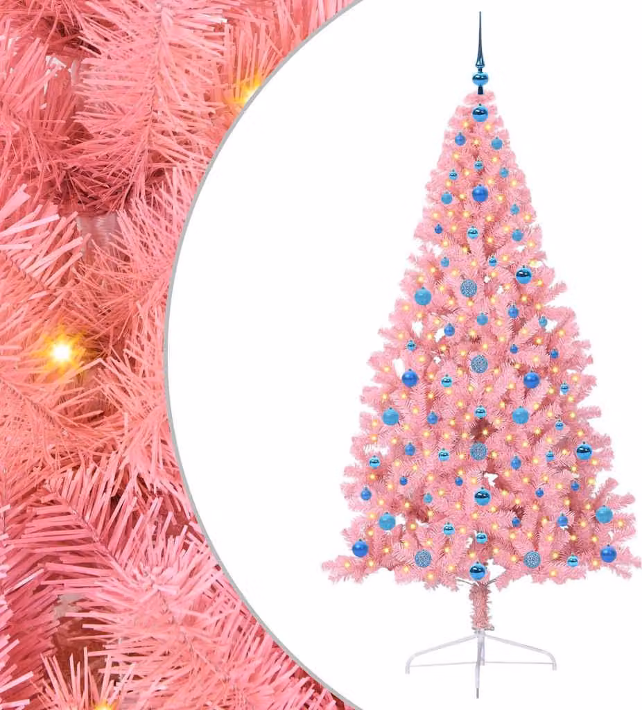 Albero di Natale artificiale preilluminato Rosa 210 cm PVC