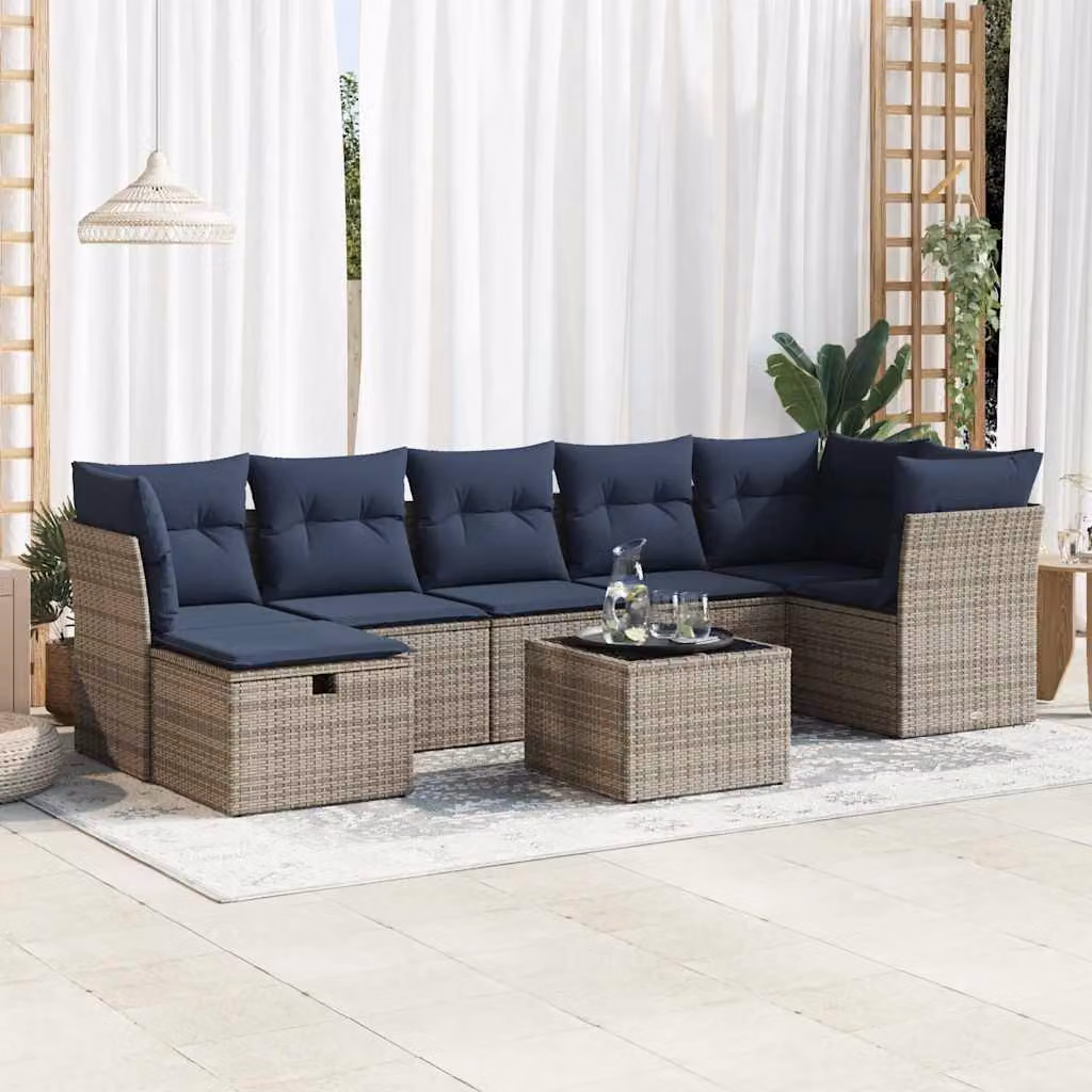 Maison Exclusive - Set Divano da Giardino 8 pz con Cuscini Grigio in Polyrattan