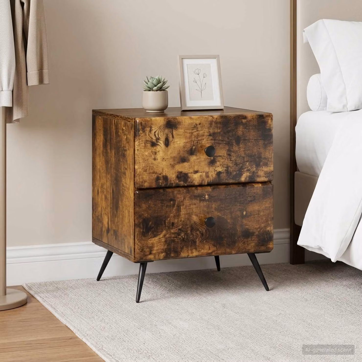 Set di 2 Armadi da Notte vidaXL in Rovere Fumo, Design Moderno, L 43 cm x P 34,5 cm x H 47,5 cm
