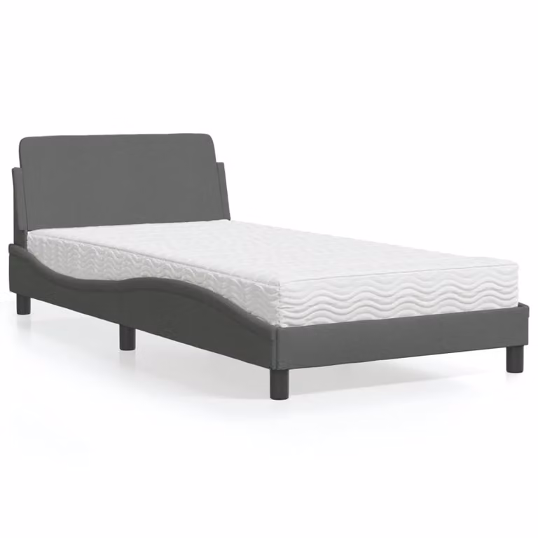 Letto con Materasso Dover vidaXL in Tessuto Grigio Scuro e Bianco, L/P: 100 x 200 cm
