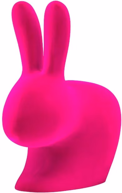 Qeeboo Fermalibri Rabbit XS in Velluto Rosa da Tavolo