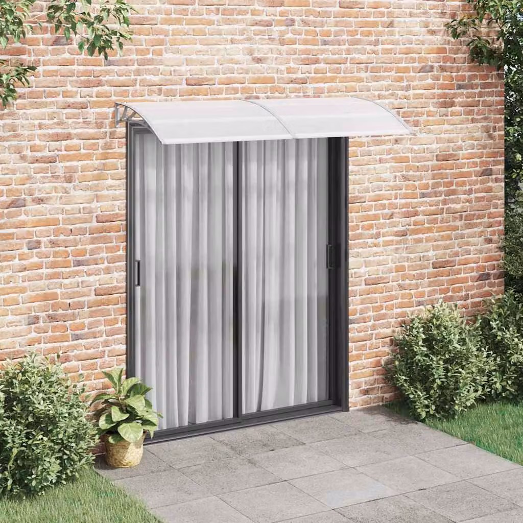 Pensilina per porta vidaXL in policarbonato e alluminio, Grigia e Trasparente, L: 200 cm, P: 75 cm