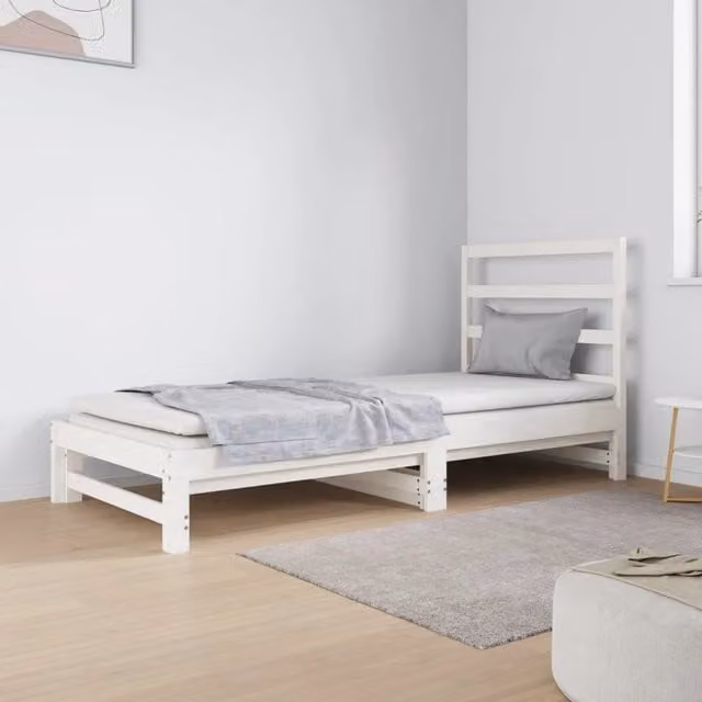 Dormeuse Estraibile Bianca 2x(90x190) cm Legno Massello di Pino 3124748