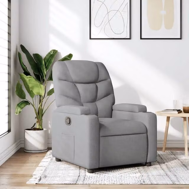 Poltrona Reclinabile Relax vidaXL in Tessuto Grigio con Braccioli e Regolazione Manuale