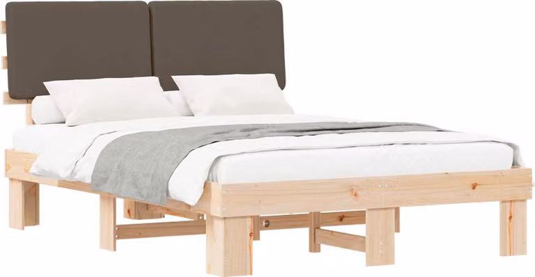 Letto con Testiera Rivestita Talpa 140 x 190 cm Pino massello