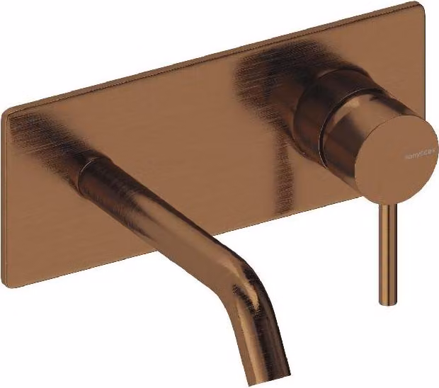 SANYCCES LOOP ColdOpen Miscelatore da incasso per lavabo con sporgenza di 14 cm, oro rosa spazzolato