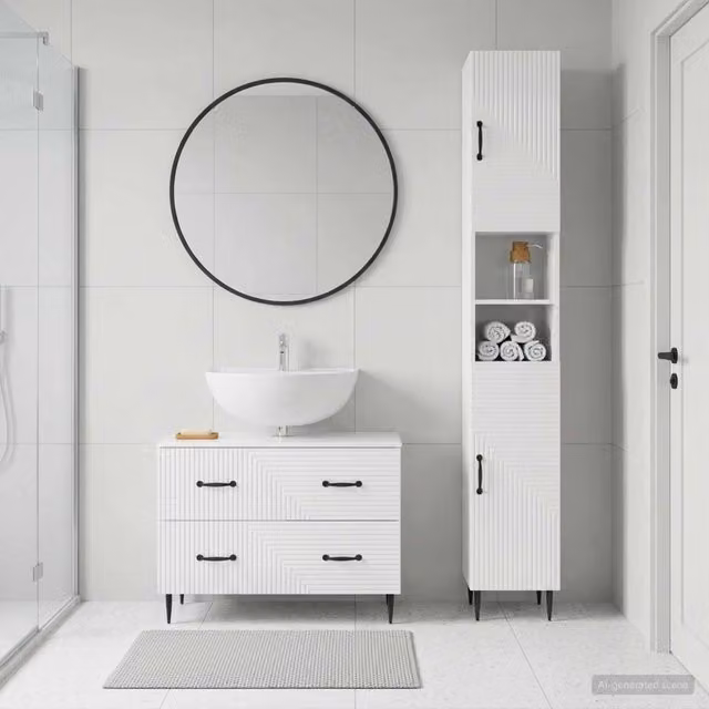 Set di Armadi da Bagno da 2 Pezzi HAARLEM Bianco Lucido 3417535