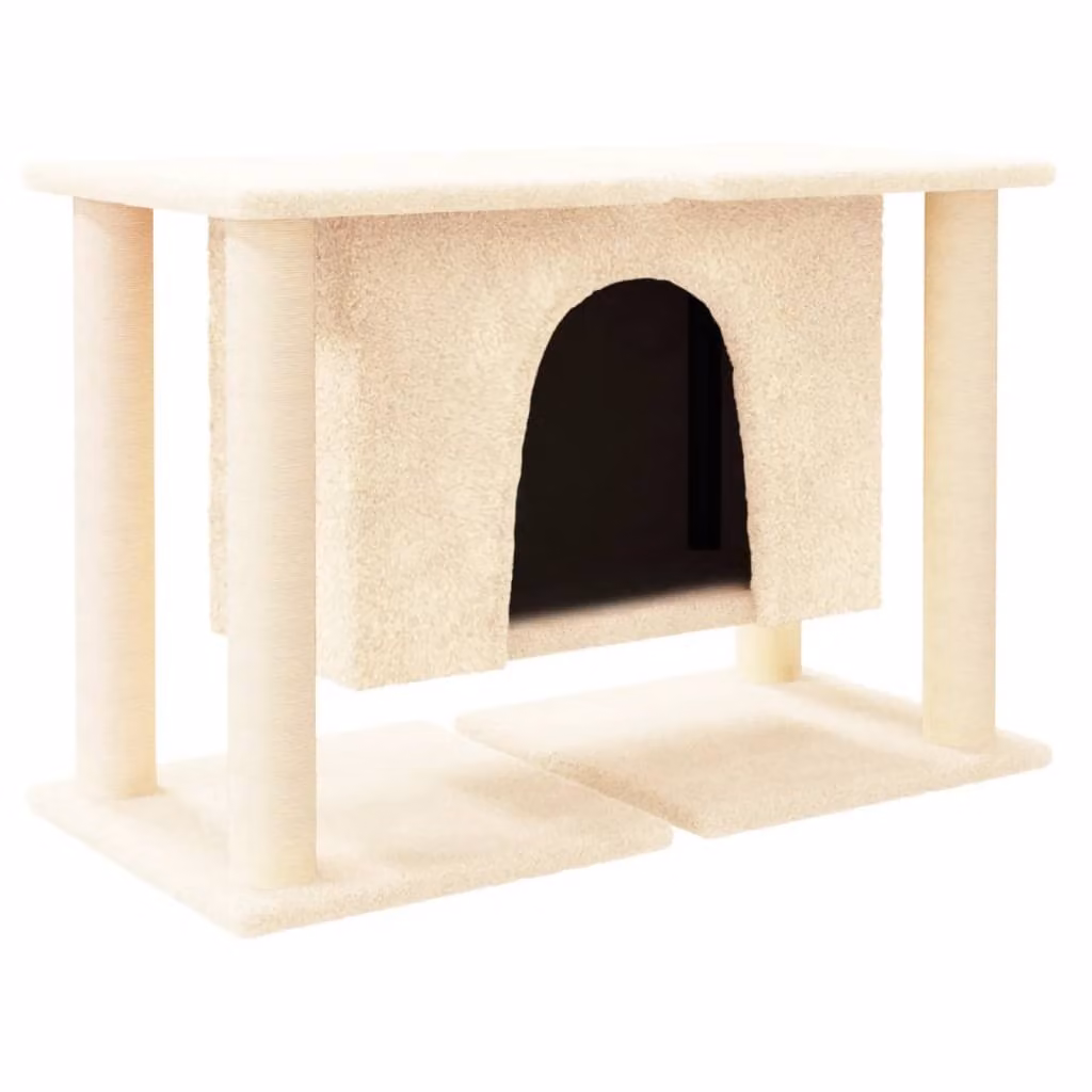Graffiatoio con tiragraffi in sisal crema 50 cm
