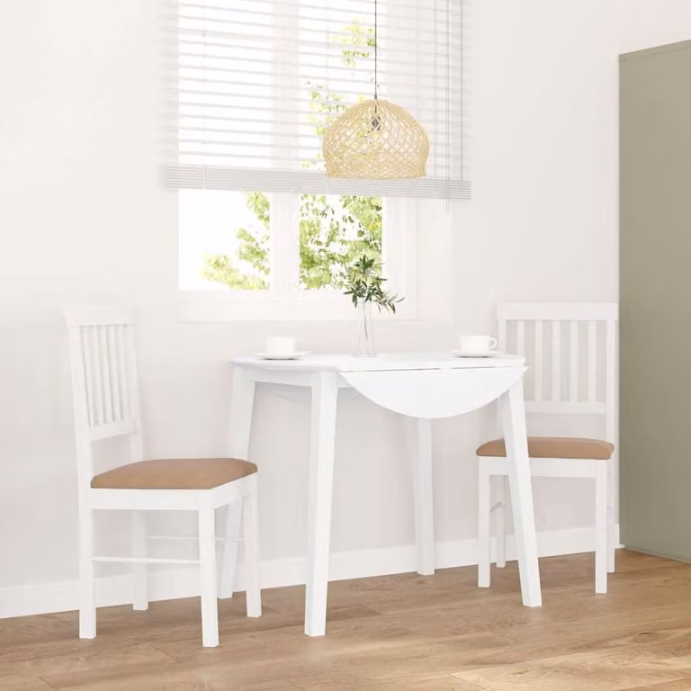Set di 2 sedie da pranzo con cuscini vidaXL in legno di hevea bianco e marrone
