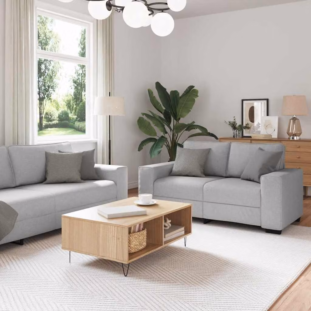 Maison Exclusive - Set di divano composto da due elementi, con cuscini, rivestito in tessuto color grigio nuvola