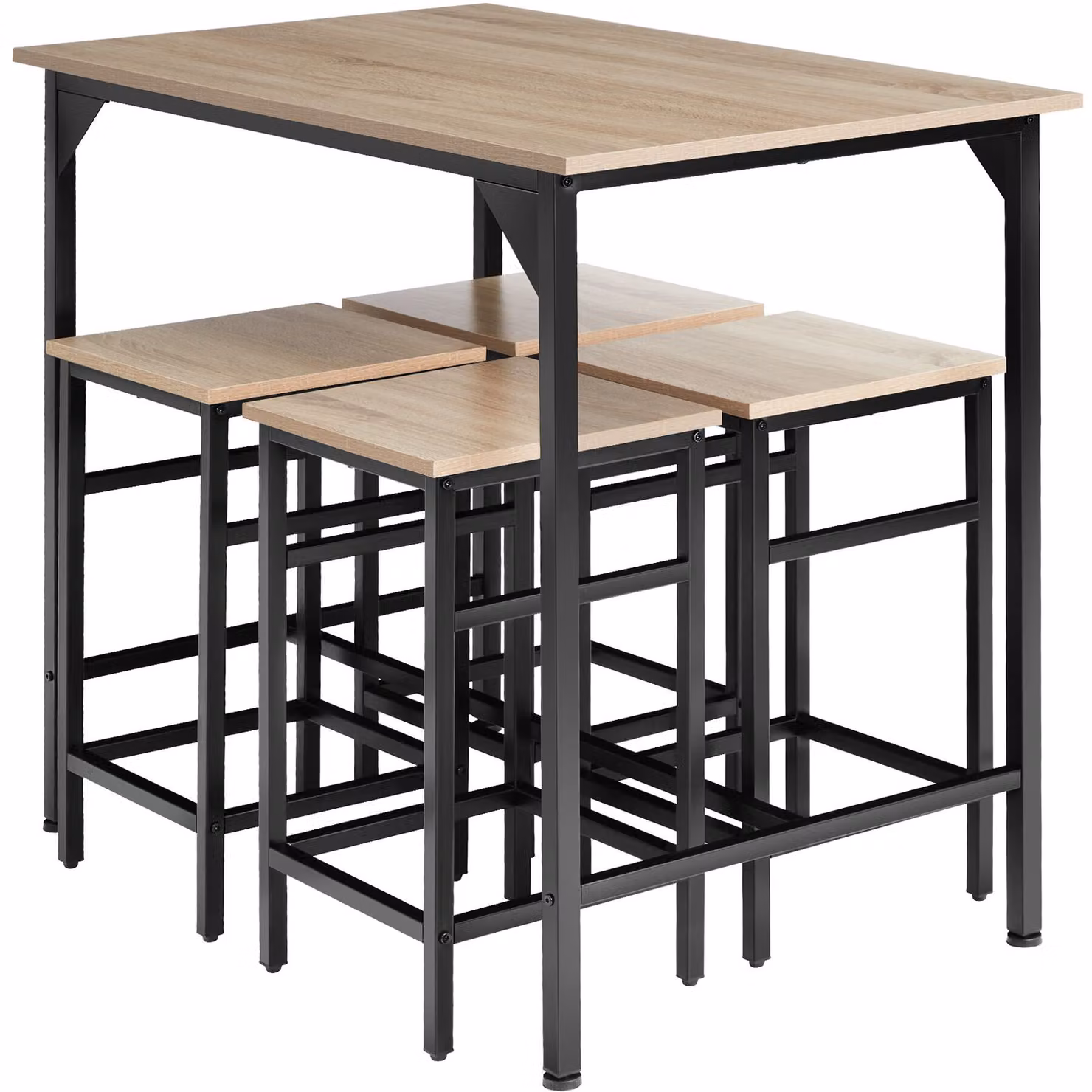 Set tavolo da bar Edimburgo TecTake con 5 sedie in stile industriale, colore rovere e marrone, L/P/H: 120 x 60 x 88.5 cm – 2