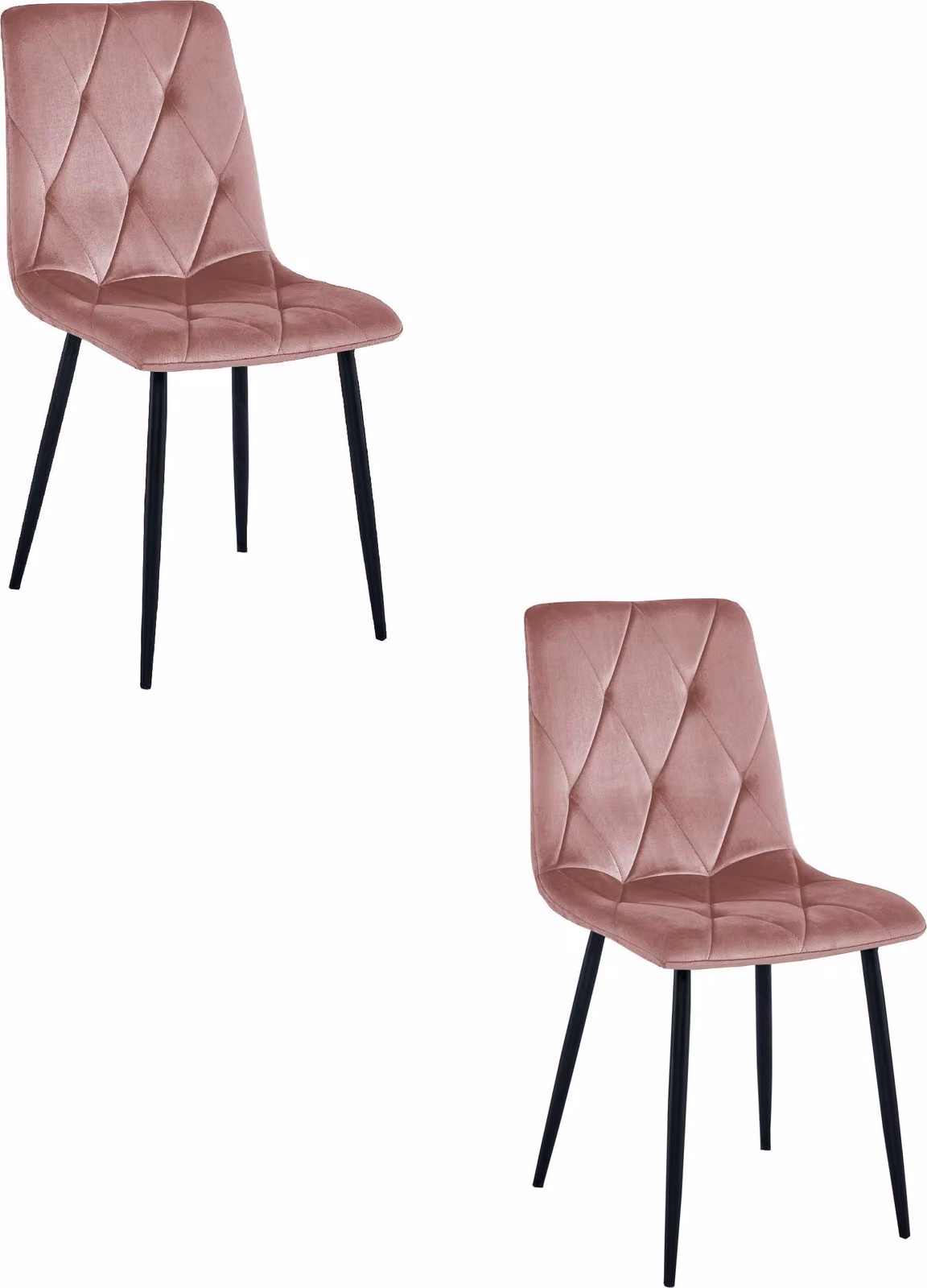 Sedie Libra in velluto rosa con gambe nere (set di 2)