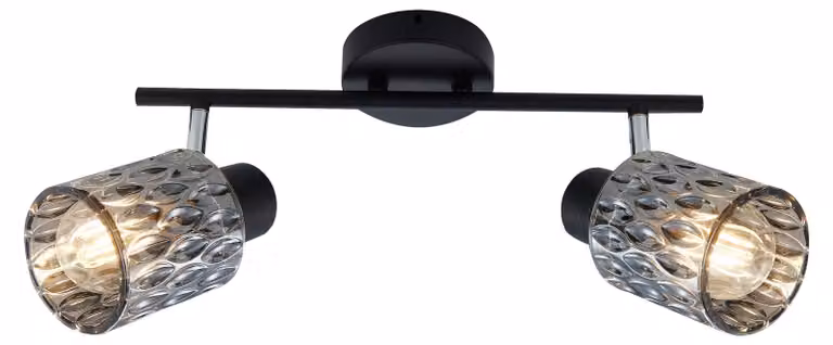 Faretto da parete/soffitto BILL - 2xE27, 40W, vetro nero/fumé