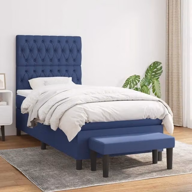Letto Ibrido con Giroletto a Molle e Materasso vidaXL, Blu e Bianco, L/P/H: 100 x 200 x 45 cm – 1