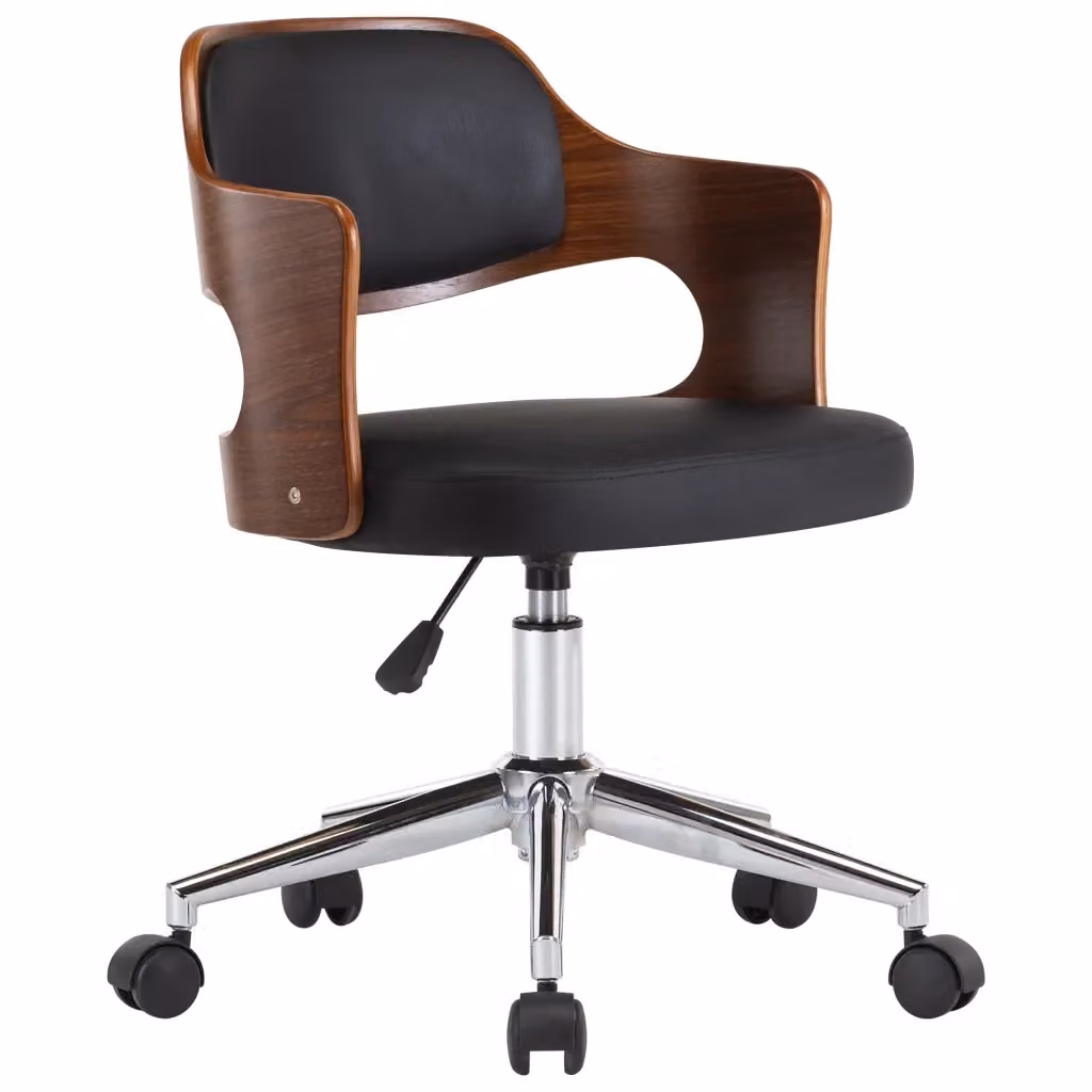 Sedia da ufficio girevole vidaXL in similpelle nera con struttura in legno e metallo – 2