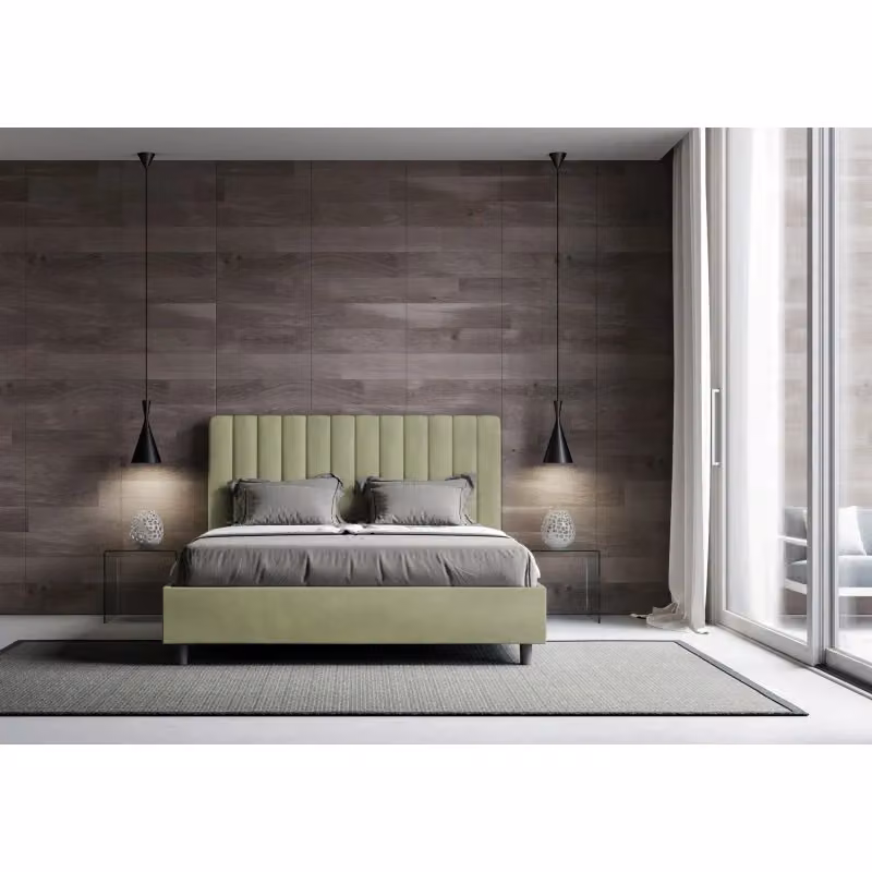 Letto imbottito Agueda Ityhome colore verde in microfibra con rete L/P/H: 130 x 210 x 145 cm – 2