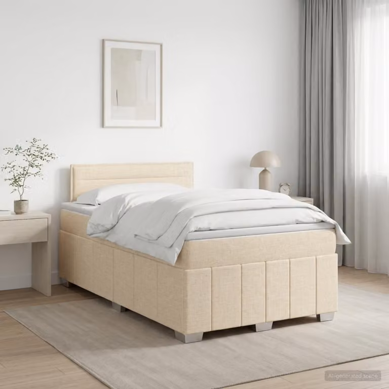 Maison Exclusive - Letto boxspring con materasso Crema 120 x 190 cm Tessuto