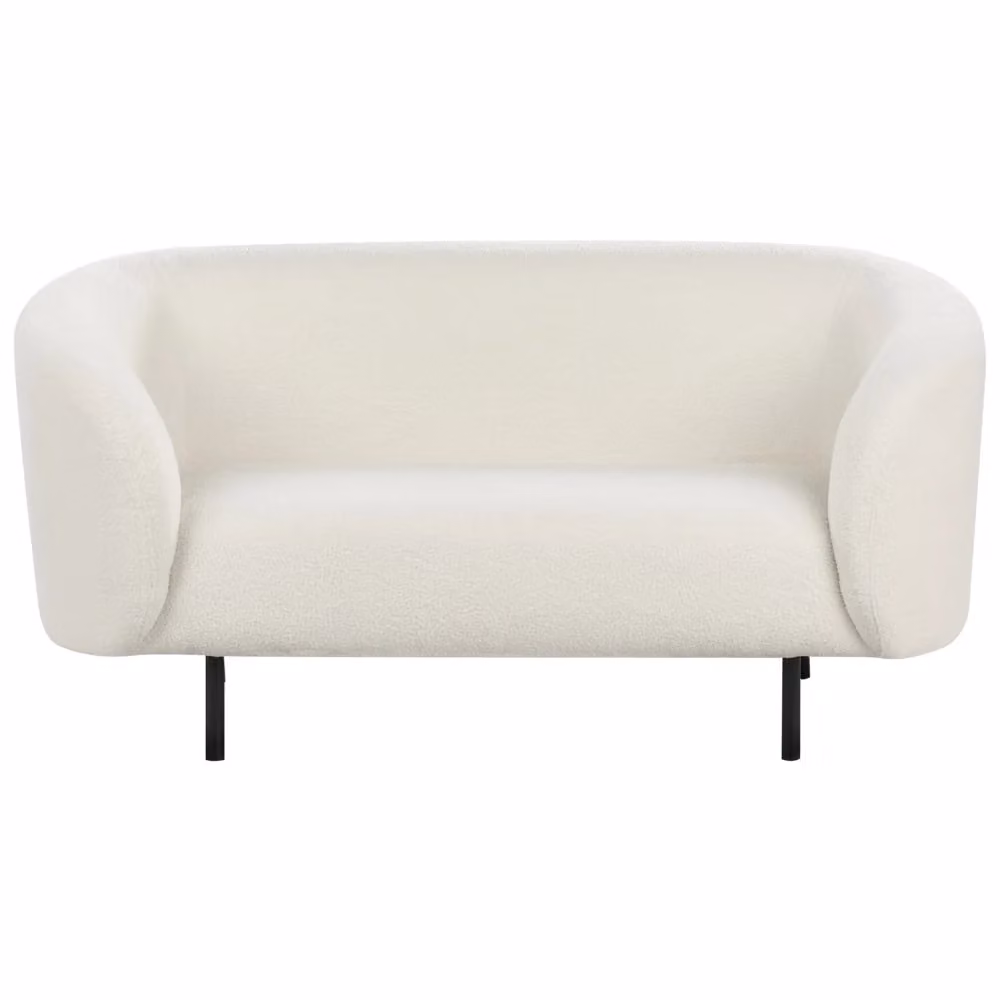 Divano a 2 posti BELIANI in tessuto bouclé bianco e nero con gambe in metallo nero stile glamour per il tuo soggiorno L: 155 cm, P: 79 cm, H: 70 cm – 2