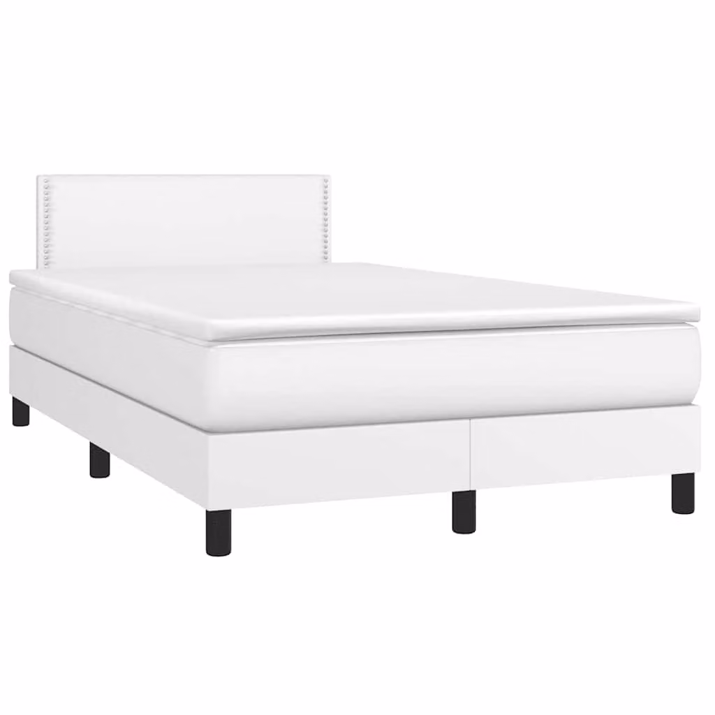 vidaXL Giroletto con Materasso Ibrido e LED Bianco in Similpelle con Porte USB L/P/H: 120 x 200 cm