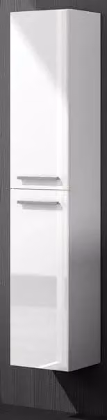 Colonna da bagno Melissa con 2 ante e ripiani interni, colore bianco lucido, L 30 cm x P 25 cm x H 150 cm