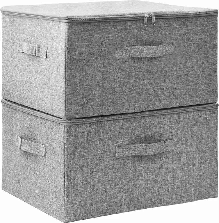 Scatole Portaoggetti 2pz in Tessuto 43x34x23 cm Grigio