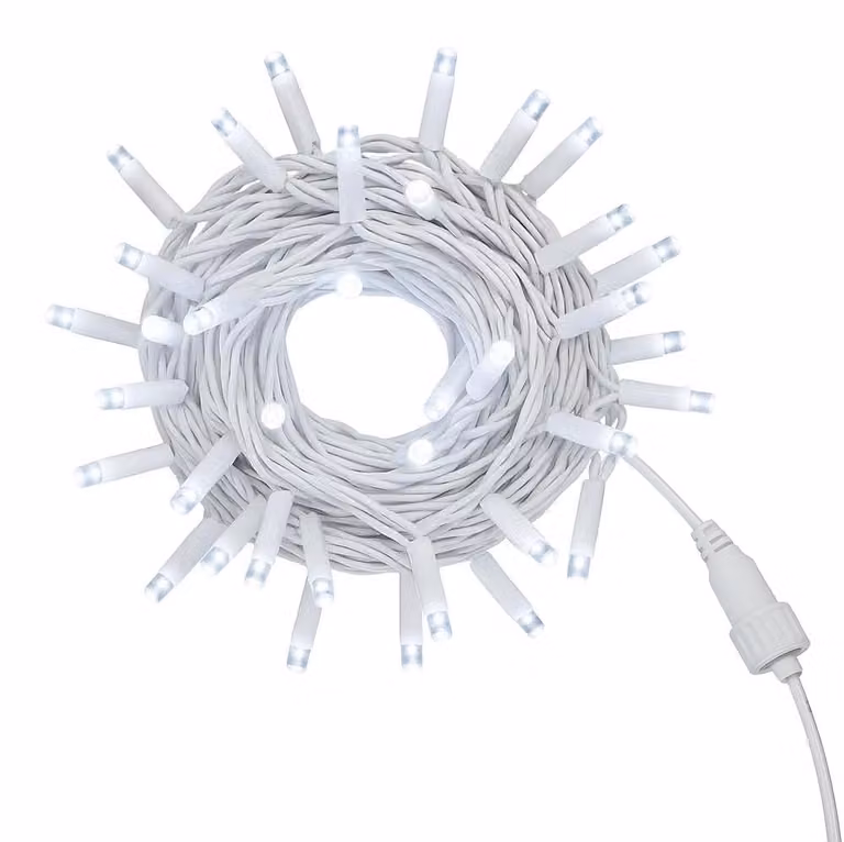 Catena luminosa a LED, 10 metri, 100 LED, bianca, grado di protezione IP65, espandibile
