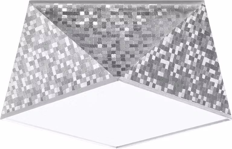 Plafoniera personalizzata TRIGON argento 1xE27x15W in plastica, dimensioni: 15x30x30 cm, IP20, Pure Lume