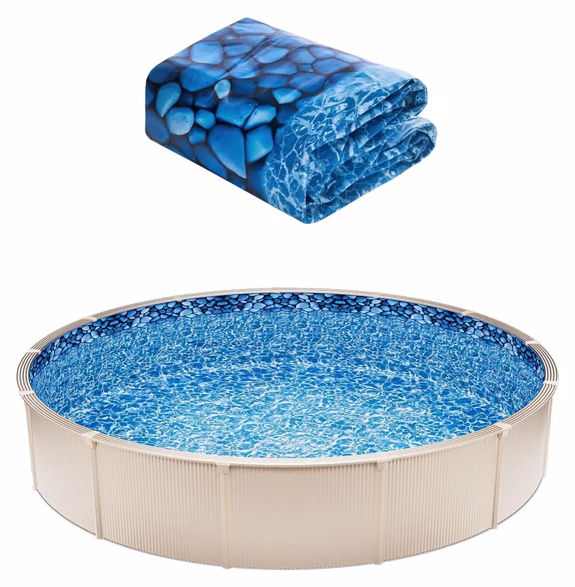 Liner rotondo per piscine VEVOR, diametro 823x147 cm, liner vinilico sovrapposto, resistente all'usura, adatto a piscine fino a 137 cm di altezza