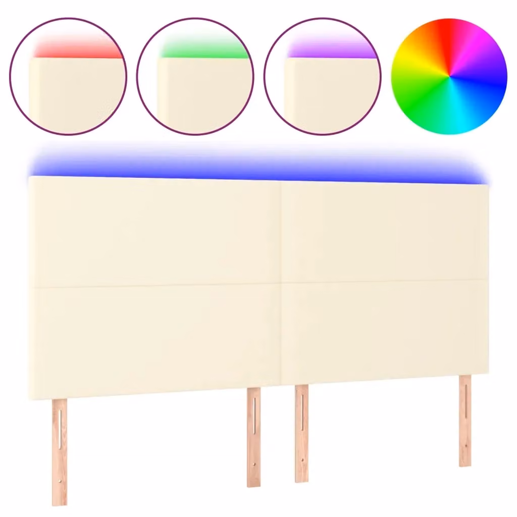 Testiera con LED e porta USB vidaXL in similpelle beige, L: 200 cm, P: 5 cm, H: 118/128 cm – 2