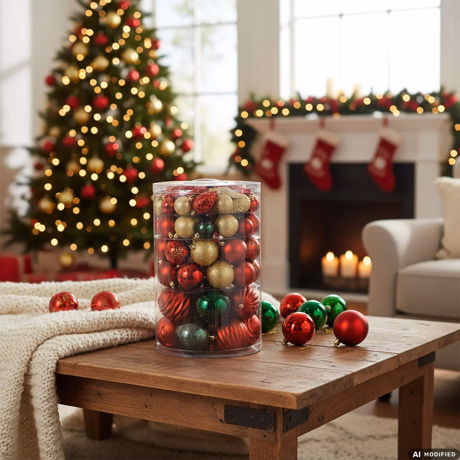 Set di 82 decorazioni natalizie Vestiamo Casa con palline, pendenti e stelle nei colori rosso, verde e oro – 2