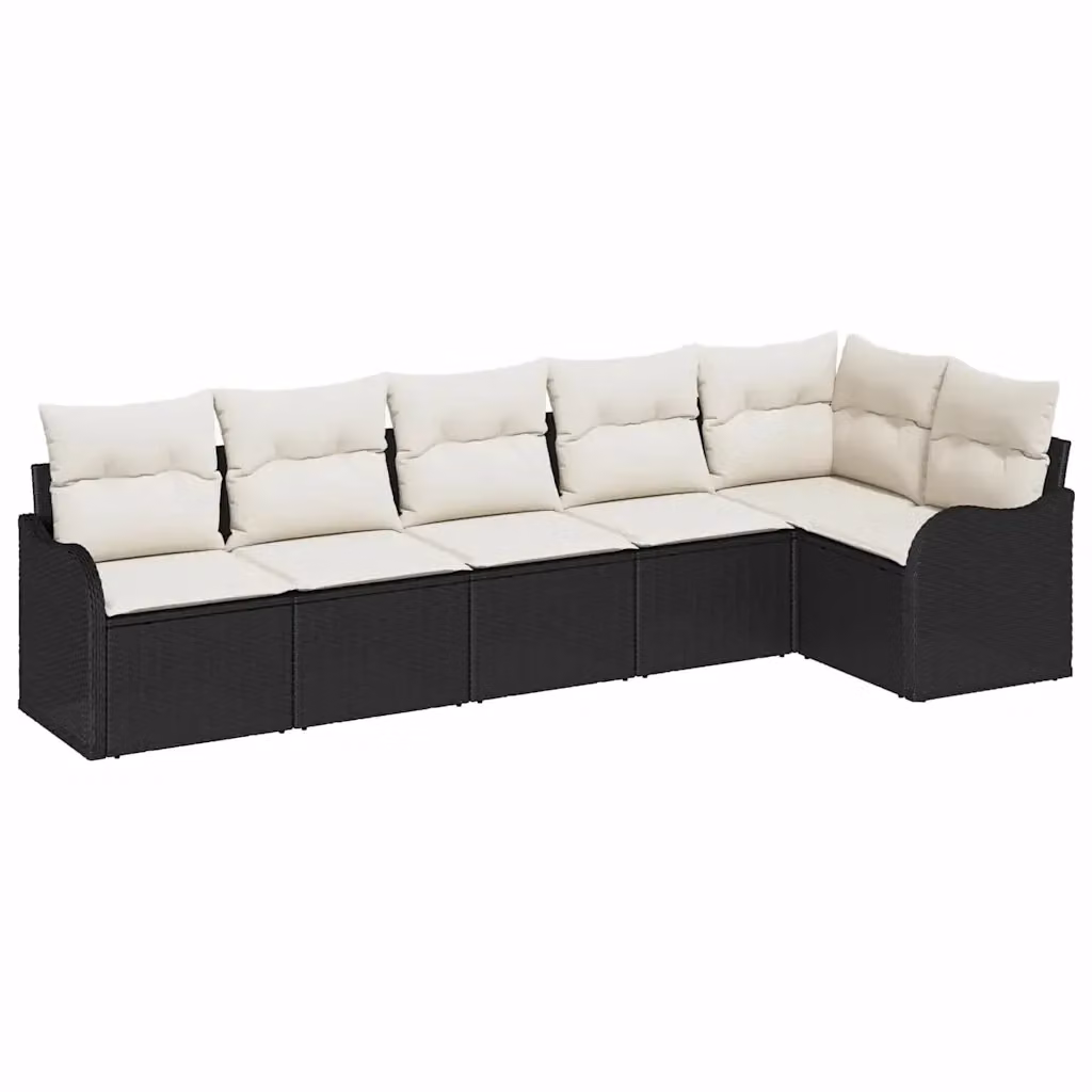 Set Divano da Giardino a L vidaXL Nero con Cuscini e Struttura in Metallo e Polyrattan – 2