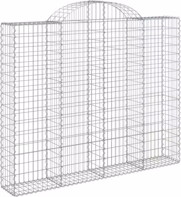 Cest gabione recinzione gabbia muro di sostegno ad arco 200 x 30 x 160/180 cm ferro galvanizzato Argento 02_0040000