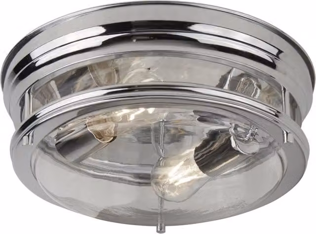 Plafoniera da soffitto SEARCHLIGHT Glasgow in metallo cromato e vetro trasparente, ideale per bagno, attacco E27