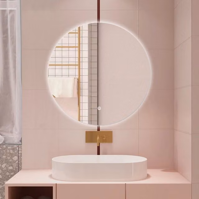 Specchio da bagno AICA quadrato con luce LED, dimmerabile e interruttore touch, L 90 cm x H 90 cm, bianco