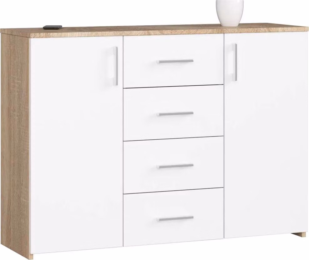 Cassettiera combinata SAVRILA - rovere sonoma / bianco