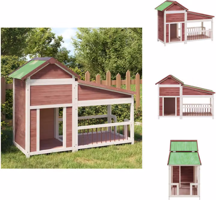 vidaXL Cuccia per cani Mokka 143x60,5x109 cm in legno di pino massiccio - Cucce per cani e recinti